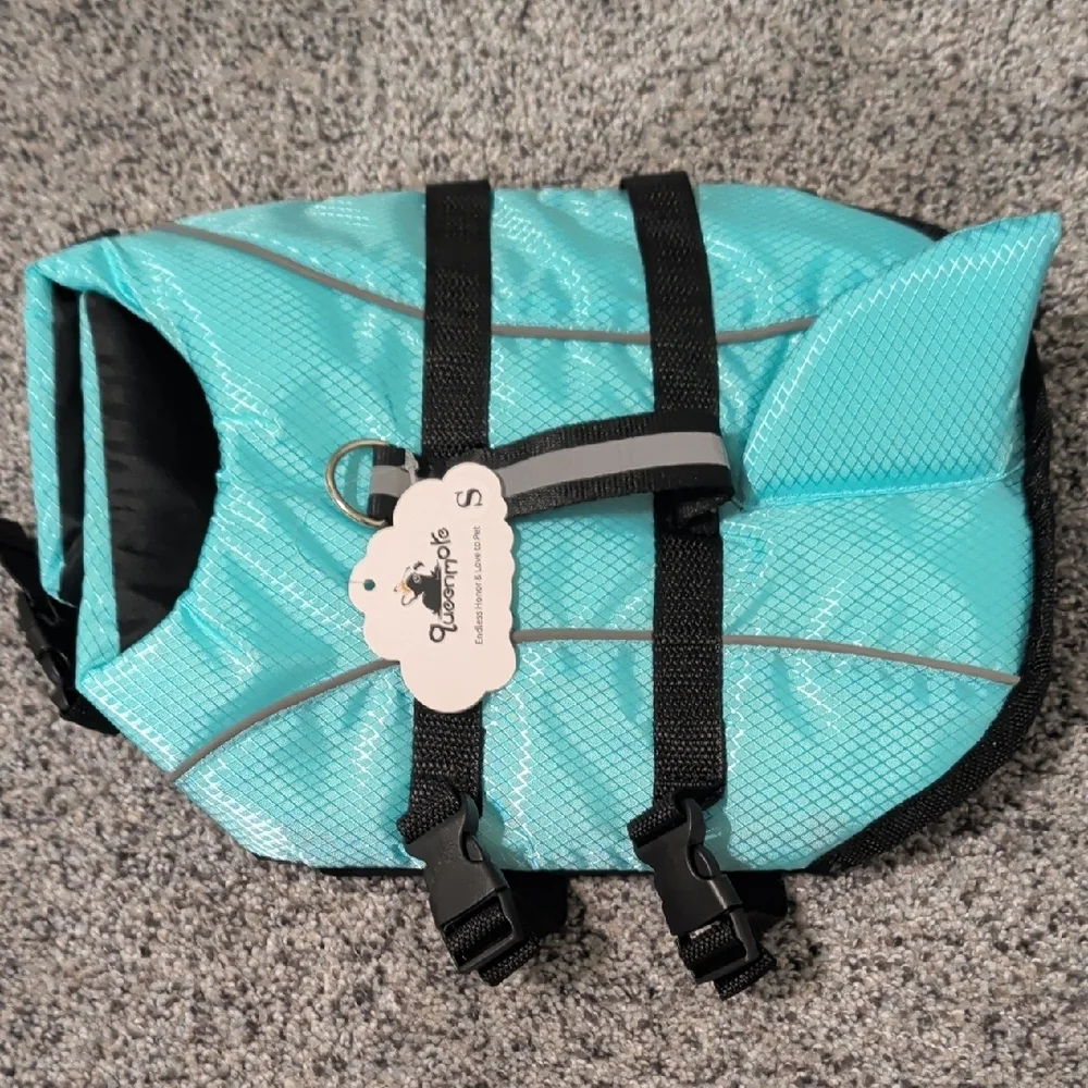 Shark Fin Dog Life Vest - Teal - Picture 2 of 6